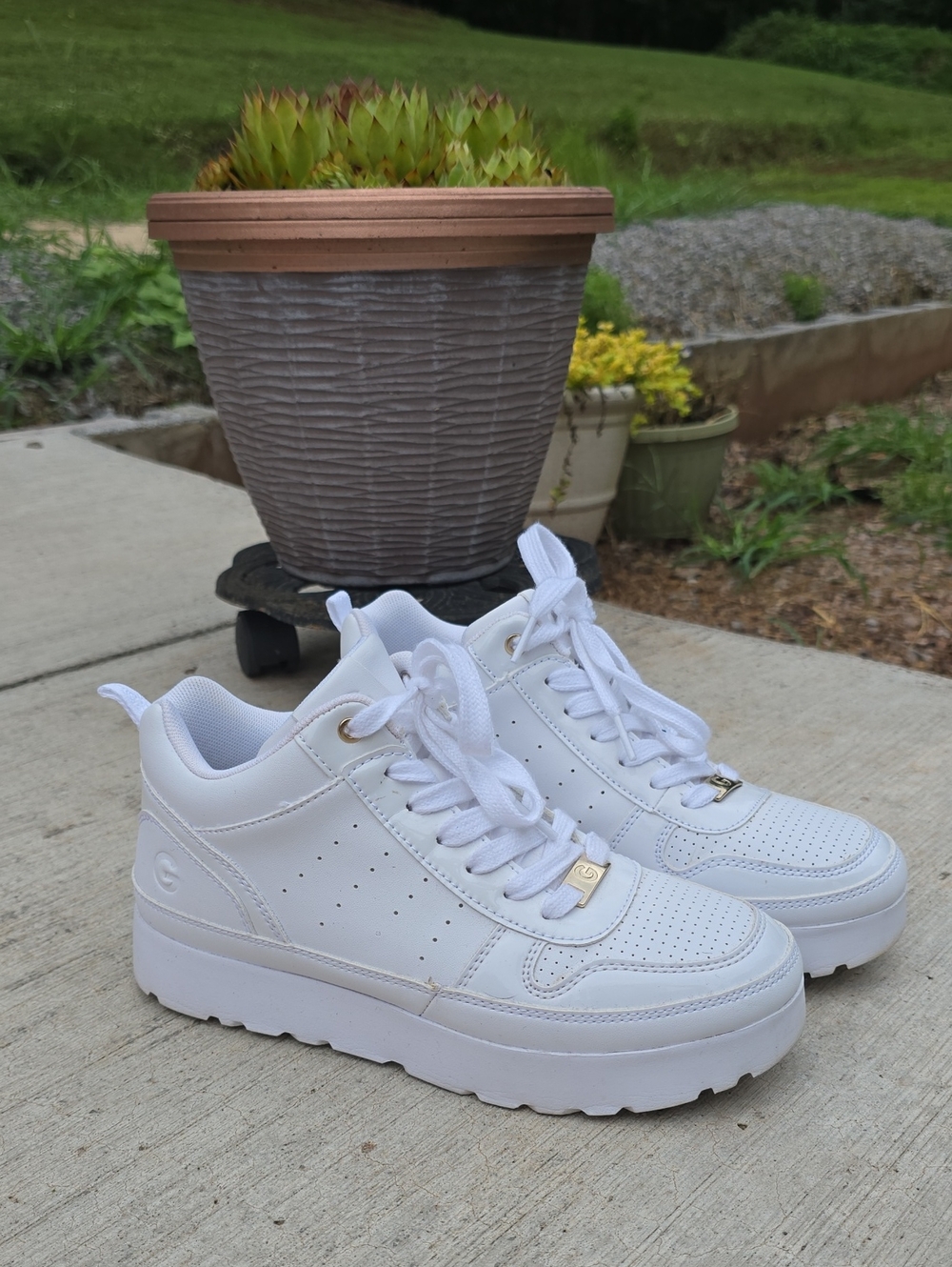 Guess White Platform Athletic Sneakers